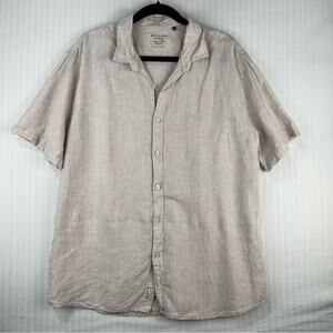 White Linen Athen’s Beige %100 Linen Casual Button Up Shirt Relaxed Fit Men XXL
